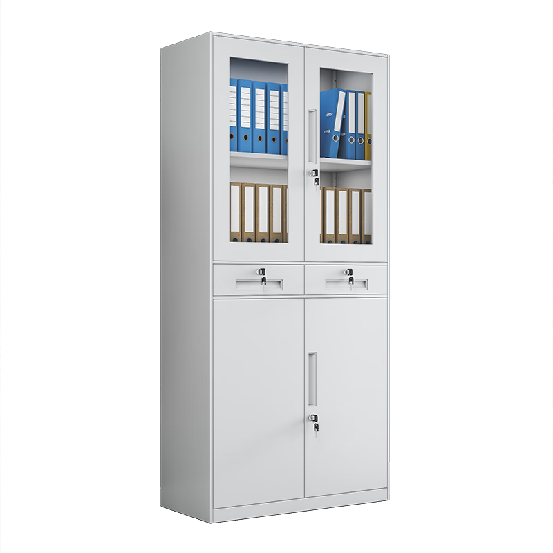 窄邊中二鬥上玻下鐵文件櫃